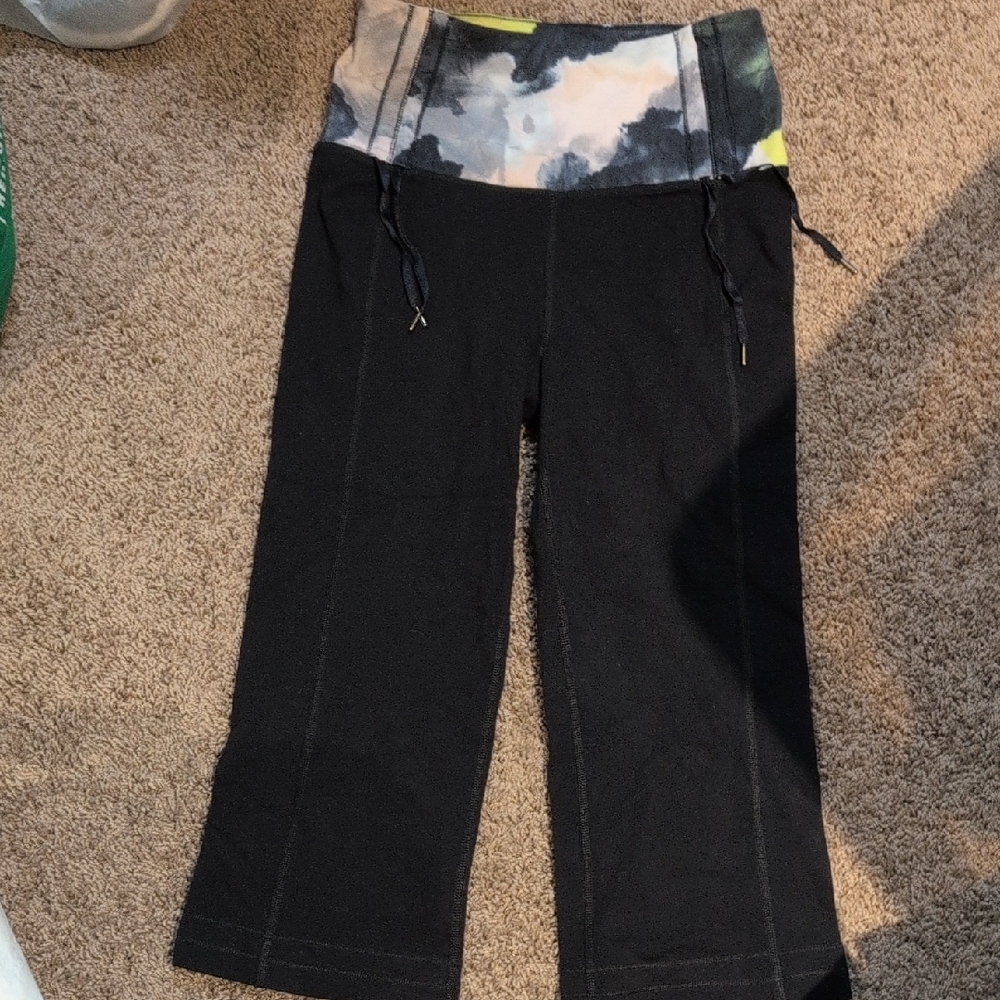 lululemon athletica Womens Black Leggings  with Tie-Dye Waistband